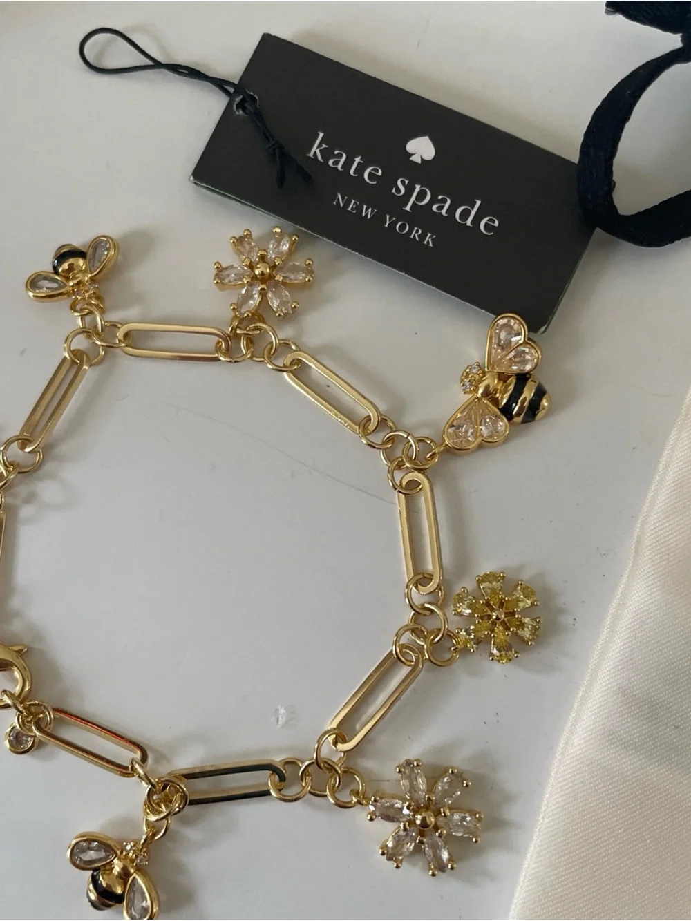 kate spade Gold Bee & Floral Charm Link Bracelet